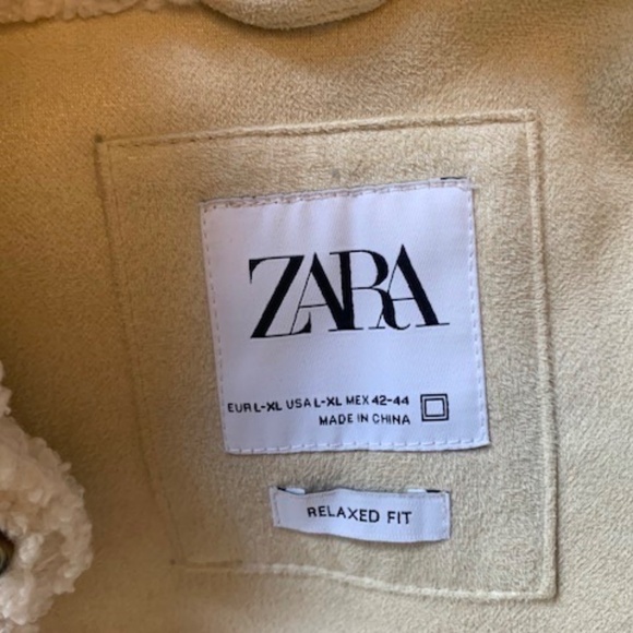 Zara men faux shearling jacket shirt beige like new size L-XL - Picture 2 of 7